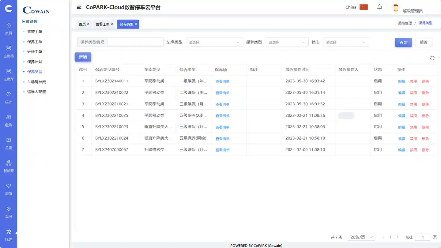 CoPARK SMART service management